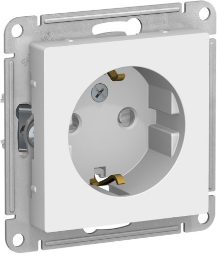 Розетка с заземлением без рамки Systeme Electric AtlasDesign 1-м. шторки белый картинка